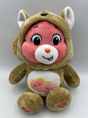 Care Bears Tenderheart Bear Plush Pink Face Brown Hoodie Stuffed Animal Toy